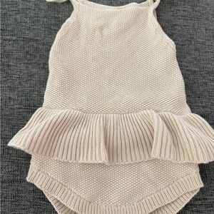 Quincy Mae Cream Knit Baby Skirted One Piece